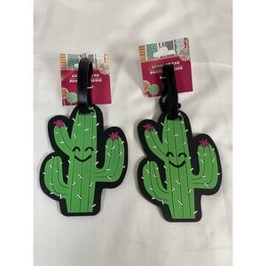 Set of 2 Green Cactus Luggage Tags Silicone Saguaro Travel‎ Bag ID Tags New